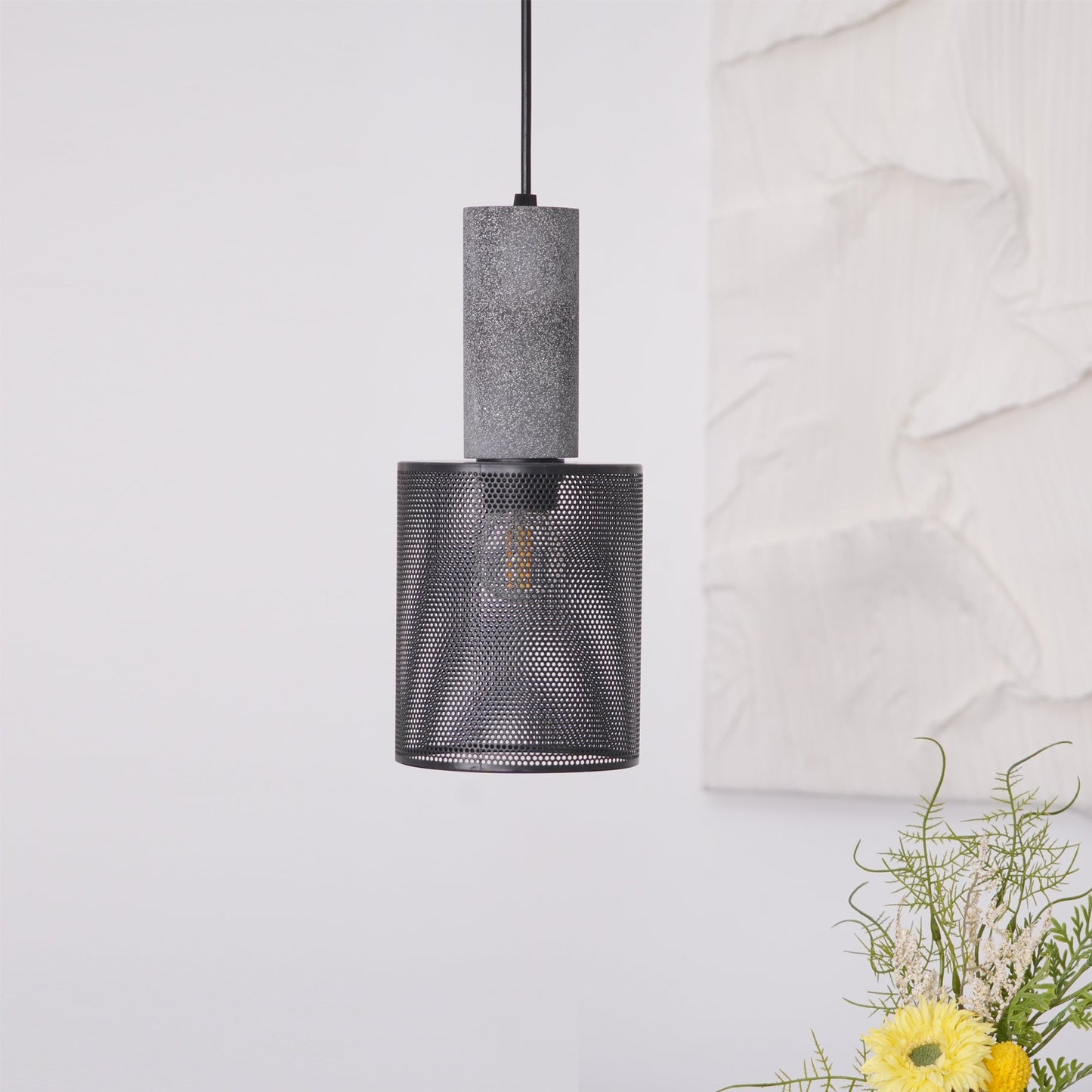 Elarion Mesh Pendant Black Concrete