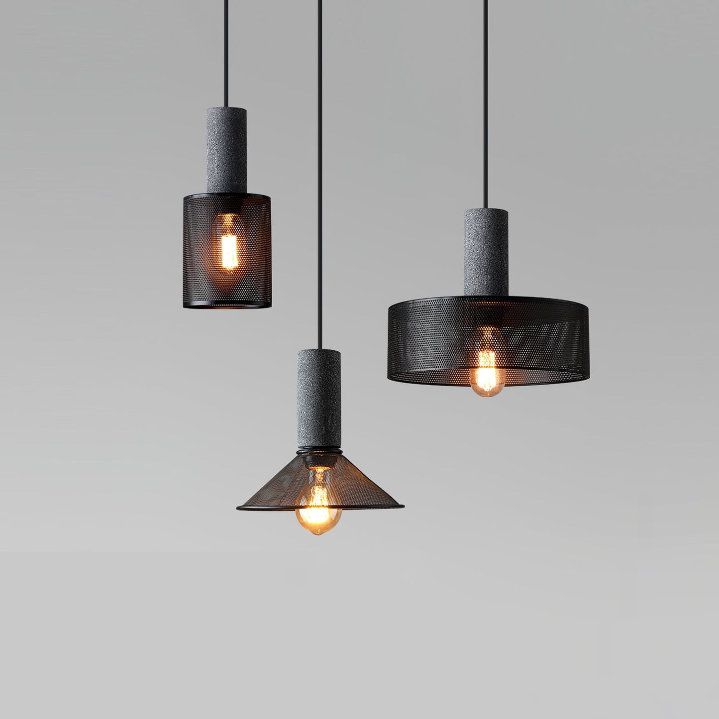 Elarion Mesh Pendant Black Concrete