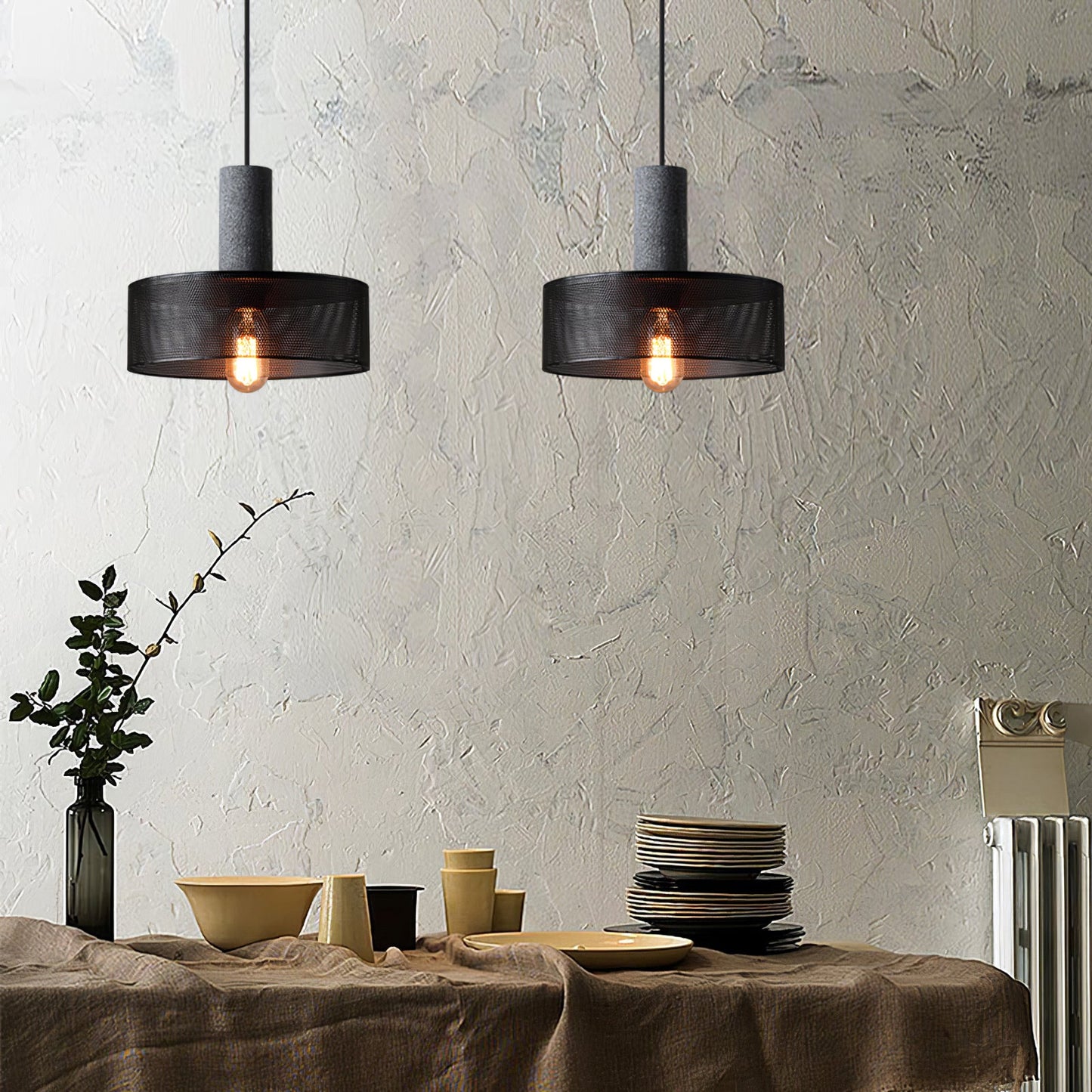Elarion Mesh Pendant Black Concrete