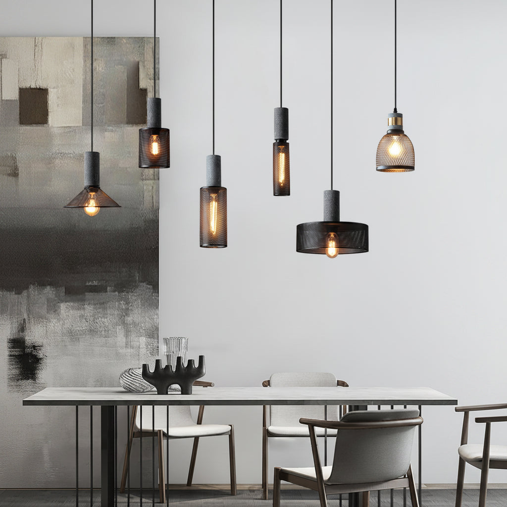 Elarion Mesh Pendant Black Concrete