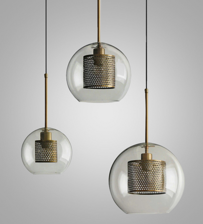 Adonia Glass Pendant Lamp - Retro Design with Honeycomb Brass Shade for Elegant Lighting 14