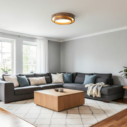 Orielle Wood Ring Flush Ceiling Light