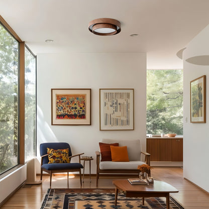 Orielle Wood Ring Flush Ceiling Light