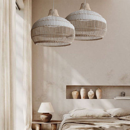 Artisan Woven Rattan Pendant Light with Softened Structure - Elegant Kitchen Pendant Lighting for Warm Ambiance 2