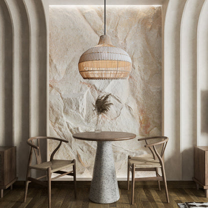 Artisan Woven Rattan Pendant Light with Softened Structure - Elegant Kitchen Pendant Lighting for Warm Ambiance 1