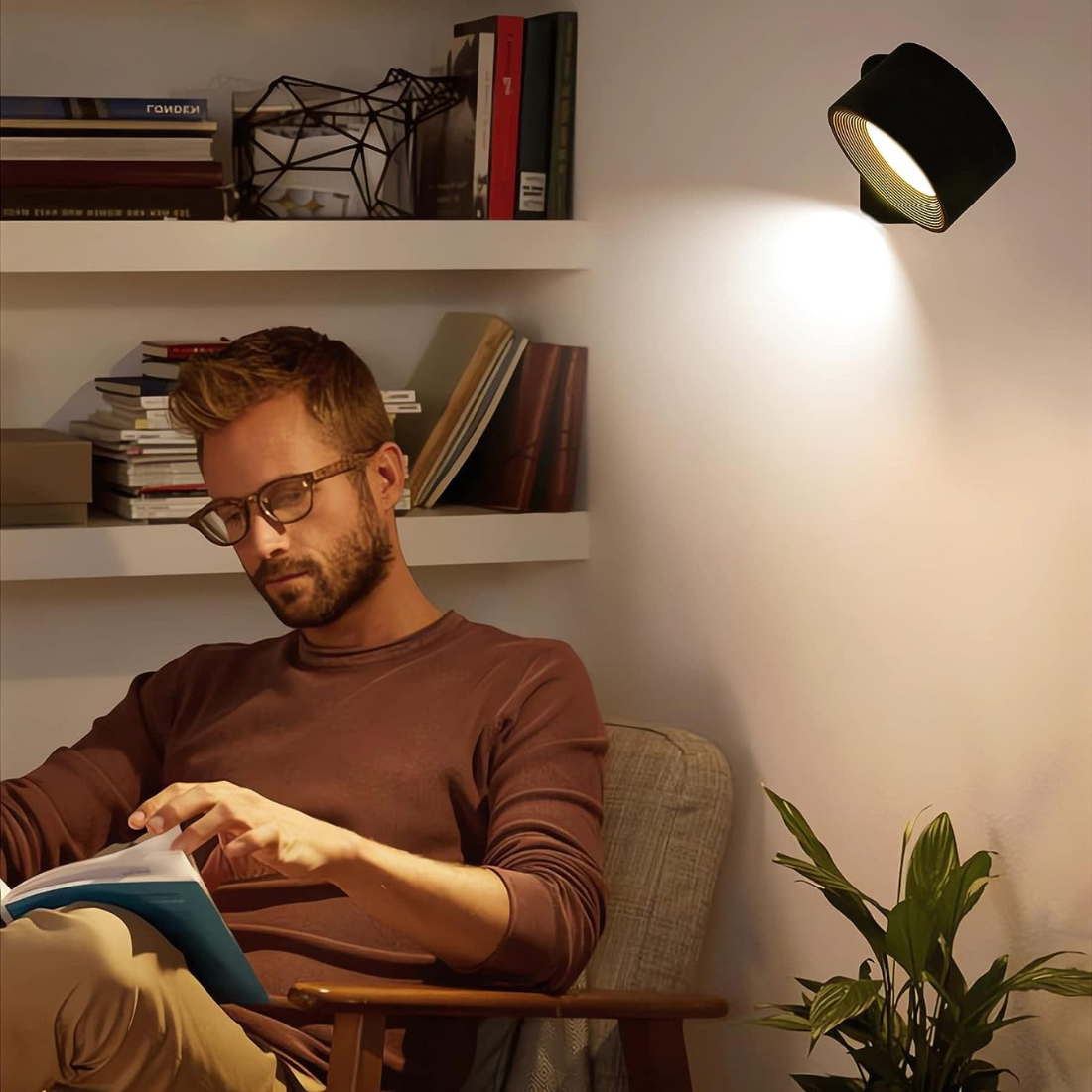 FlexiLamp Wireless Rechargeable LED Wall Lamp - 360° Illumination for Indoor & Outdoor Safety 12