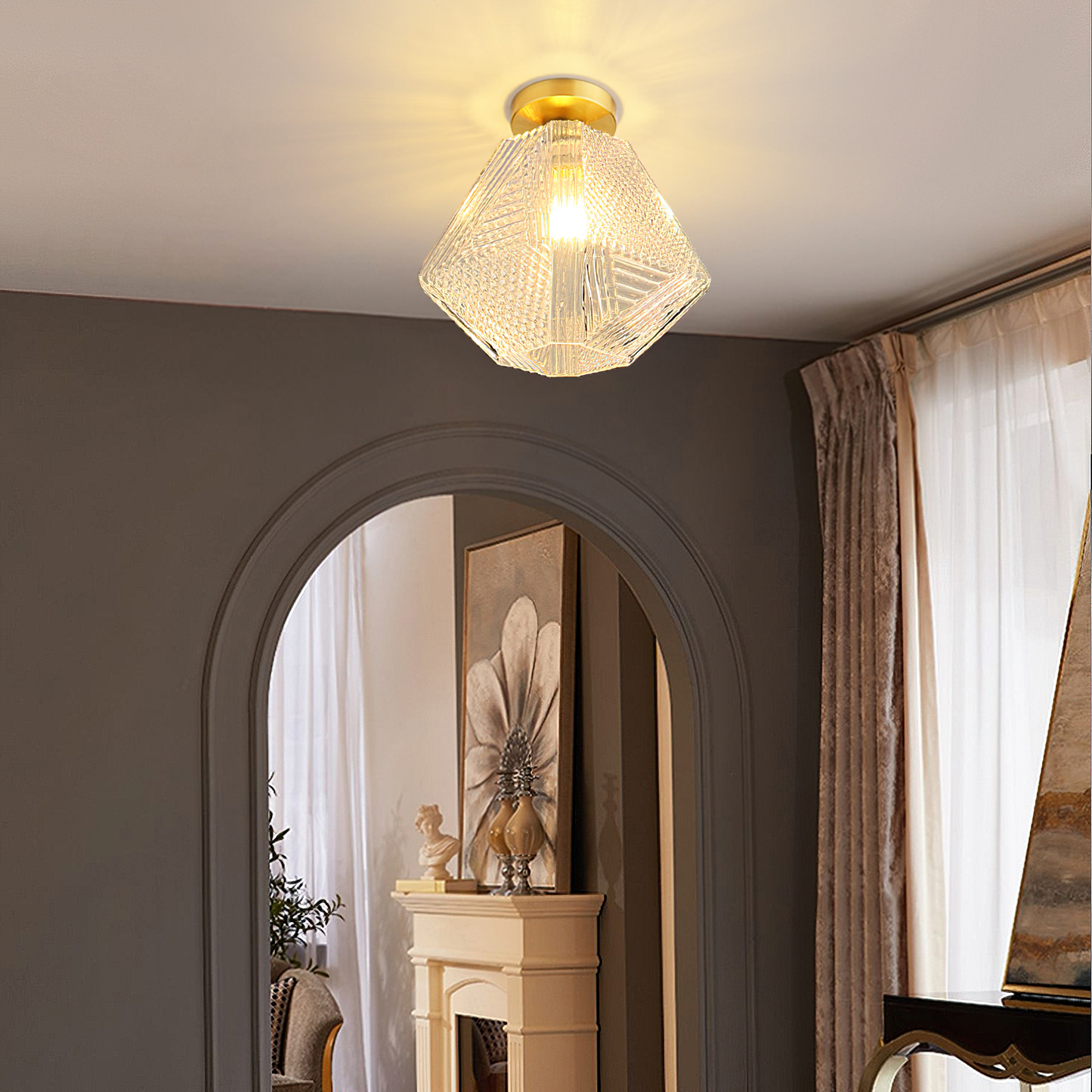 Auralis Geometric Glass Ceiling Light