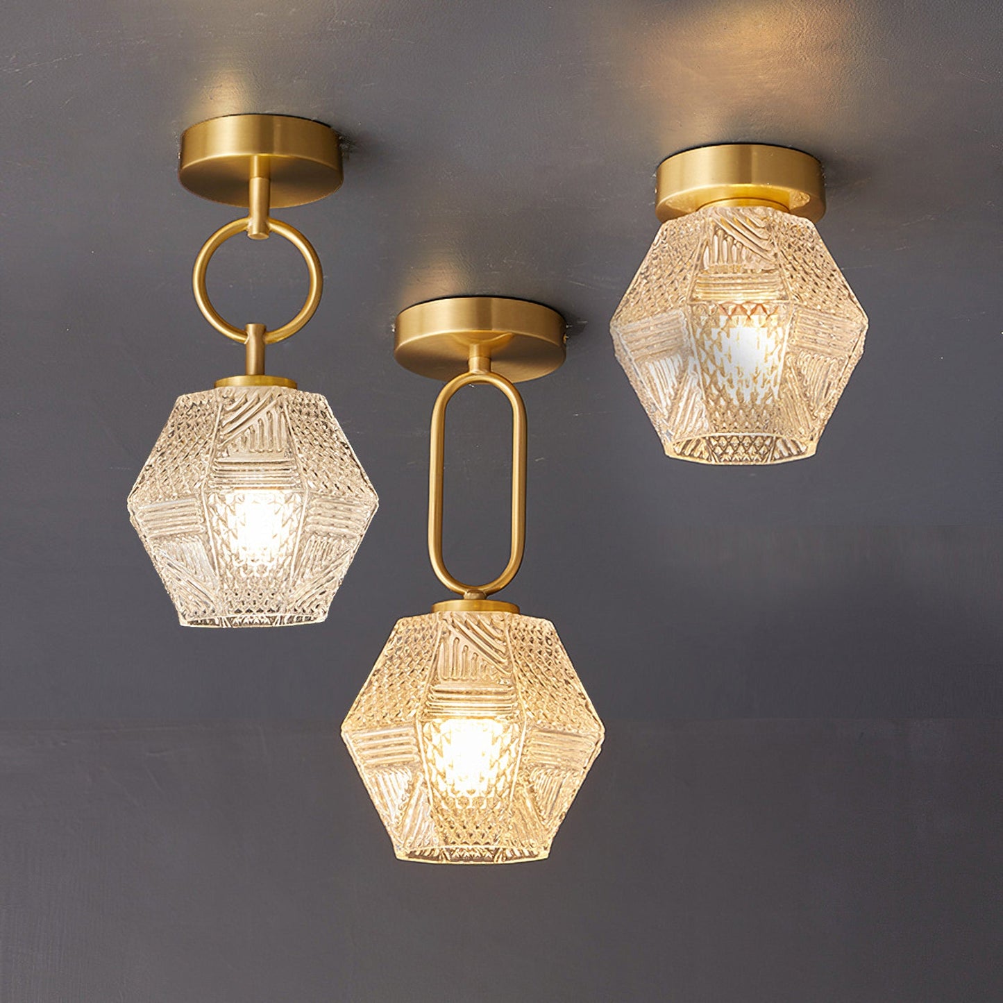 Auralis Geometric Glass Ceiling Light