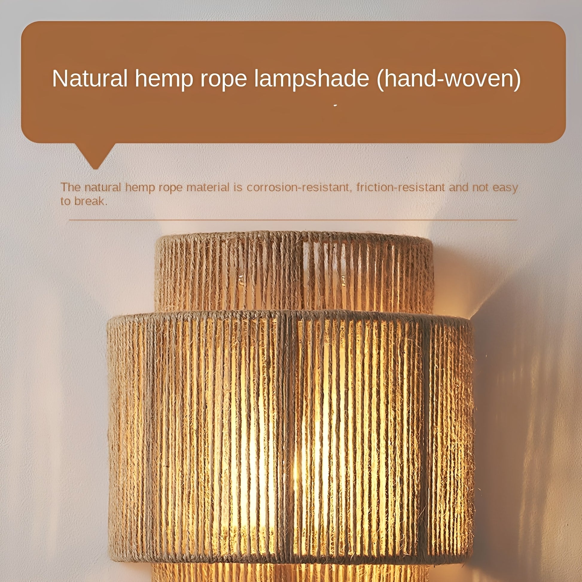 GlowNest | Hemp Rope Wall Lamp with Warm Ambient Light – Eco-Friendly Decor for Cozy Spaces 4