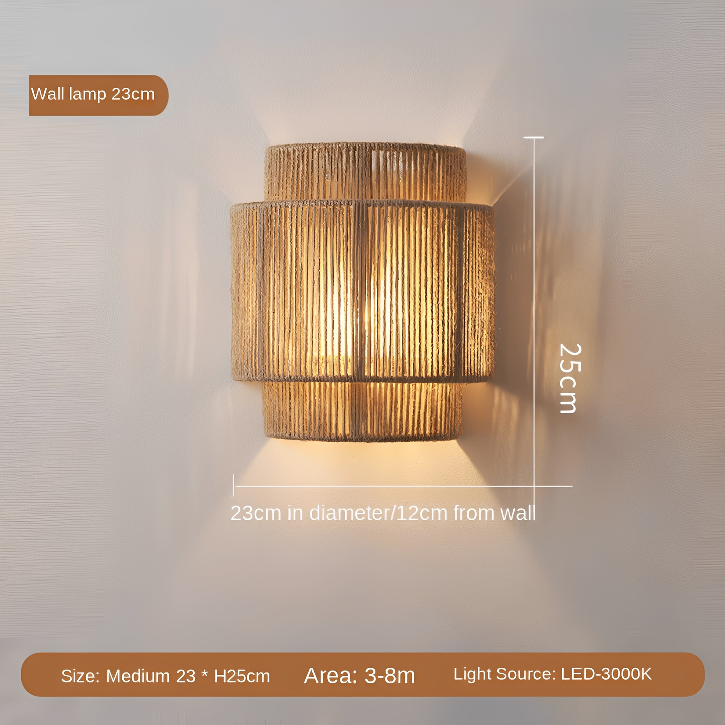 GlowNest | Hemp Rope Wall Lamp with Warm Ambient Light – Eco-Friendly Decor for Cozy Spaces 5