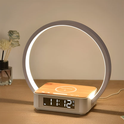 Modern Table Lamp with Wireless Charging & Alarm Function - Elegant Bedside Lamp for Nightstand Convenience 1
