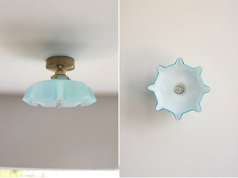 Floral Elegance Pendant Lamp - Adjustable Glass Ceiling Light with Brass Accents 26