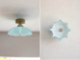 Floral Elegance Pendant Lamp - Adjustable Glass Ceiling Light with Brass Accents 26