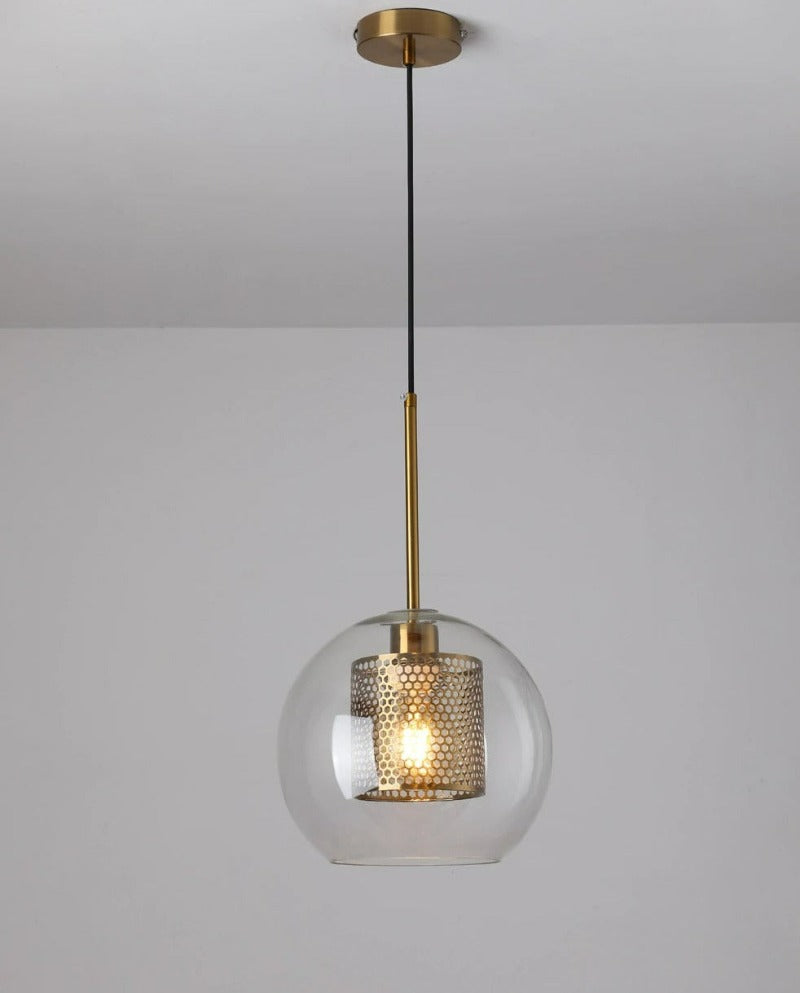 Adonia Glass Pendant Lamp - Retro Design with Honeycomb Brass Shade for Elegant Lighting 28