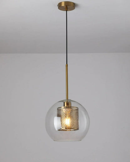 Adonia Glass Pendant Lamp - Retro Design with Honeycomb Brass Shade for Elegant Lighting 28