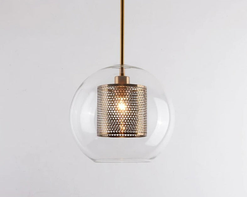Adonia Glass Pendant Lamp - Retro Design with Honeycomb Brass Shade for Elegant Lighting 21