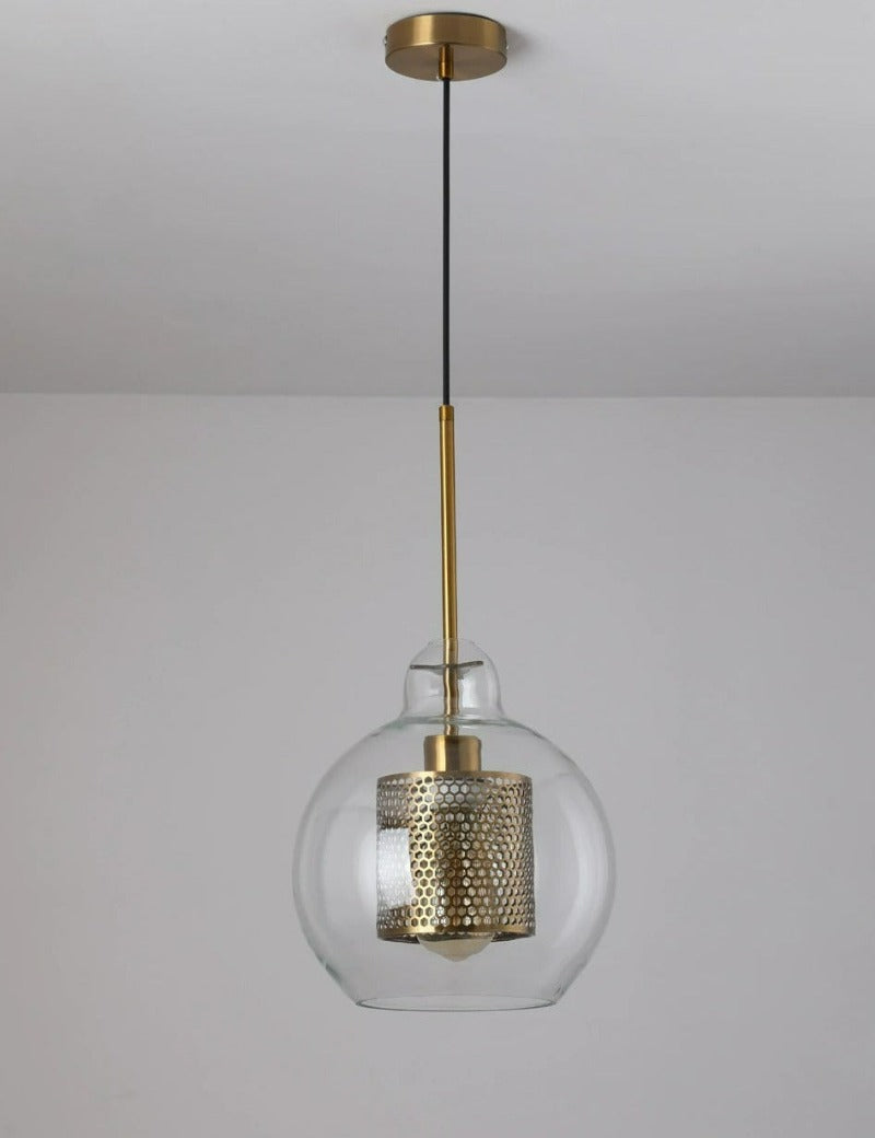Adonia Glass Pendant Lamp - Retro Design with Honeycomb Brass Shade for Elegant Lighting 29