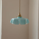 Floral Elegance Pendant Lamp - Adjustable Glass Ceiling Light with Brass Accents 5