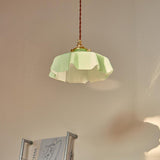 Floral Elegance Pendant Lamp - Adjustable Glass Ceiling Light with Brass Accents 12