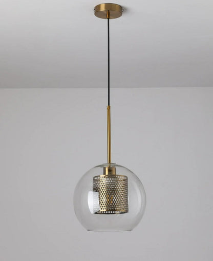Adonia Glass Pendant Lamp - Retro Design with Honeycomb Brass Shade for Elegant Lighting 27
