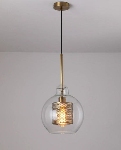 Adonia Glass Pendant Lamp - Retro Design with Honeycomb Brass Shade for Elegant Lighting 26