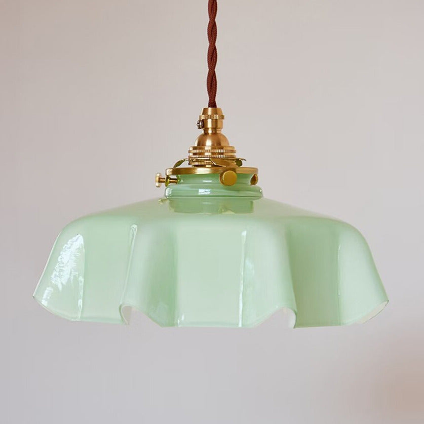 Floral Elegance Pendant Lamp - Adjustable Glass Ceiling Light with Brass Accents 10