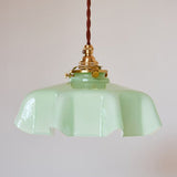 Floral Elegance Pendant Lamp - Adjustable Glass Ceiling Light with Brass Accents 10