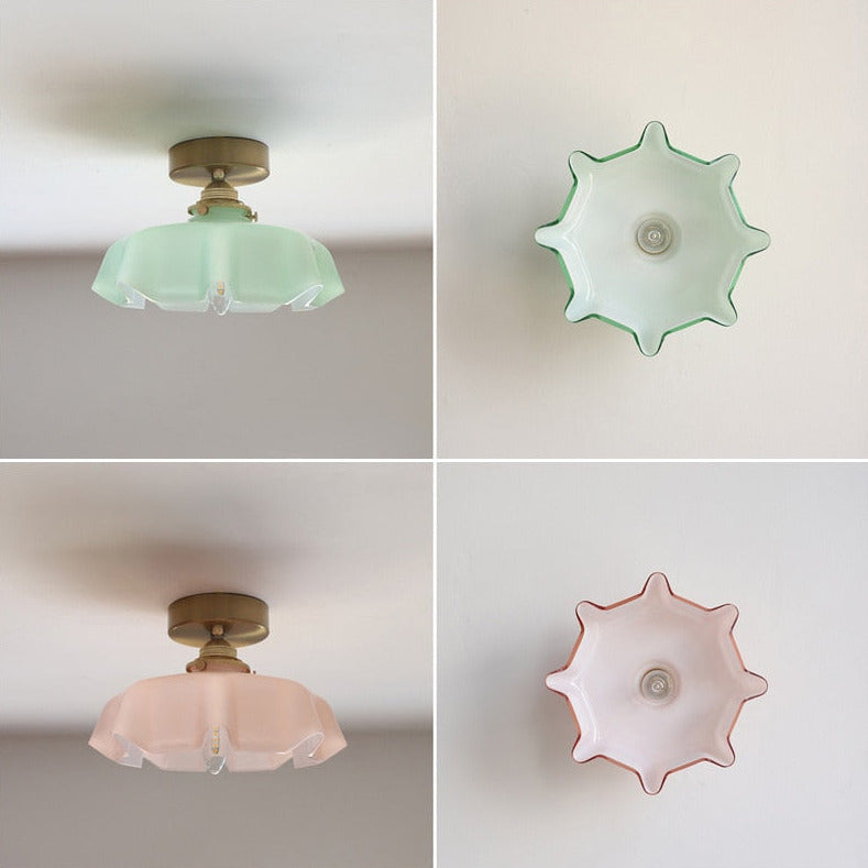 Floral Elegance Pendant Lamp - Adjustable Glass Ceiling Light with Brass Accents 25