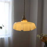 Floral Elegance Pendant Lamp - Adjustable Glass Ceiling Light with Brass Accents 19