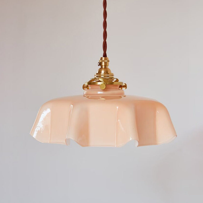 Floral Elegance Pendant Lamp - Adjustable Glass Ceiling Light with Brass Accents 14