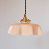 Floral Elegance Pendant Lamp - Adjustable Glass Ceiling Light with Brass Accents 14