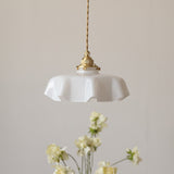 Floral Elegance Pendant Lamp - Adjustable Glass Ceiling Light with Brass Accents 21