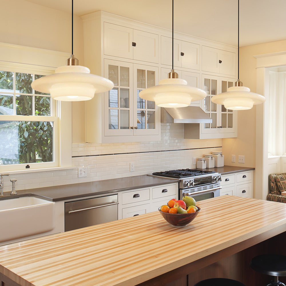 Opal White Glass Pendant Lighting - Adjustable Height for Elegant Kitchen Island Illumination 4