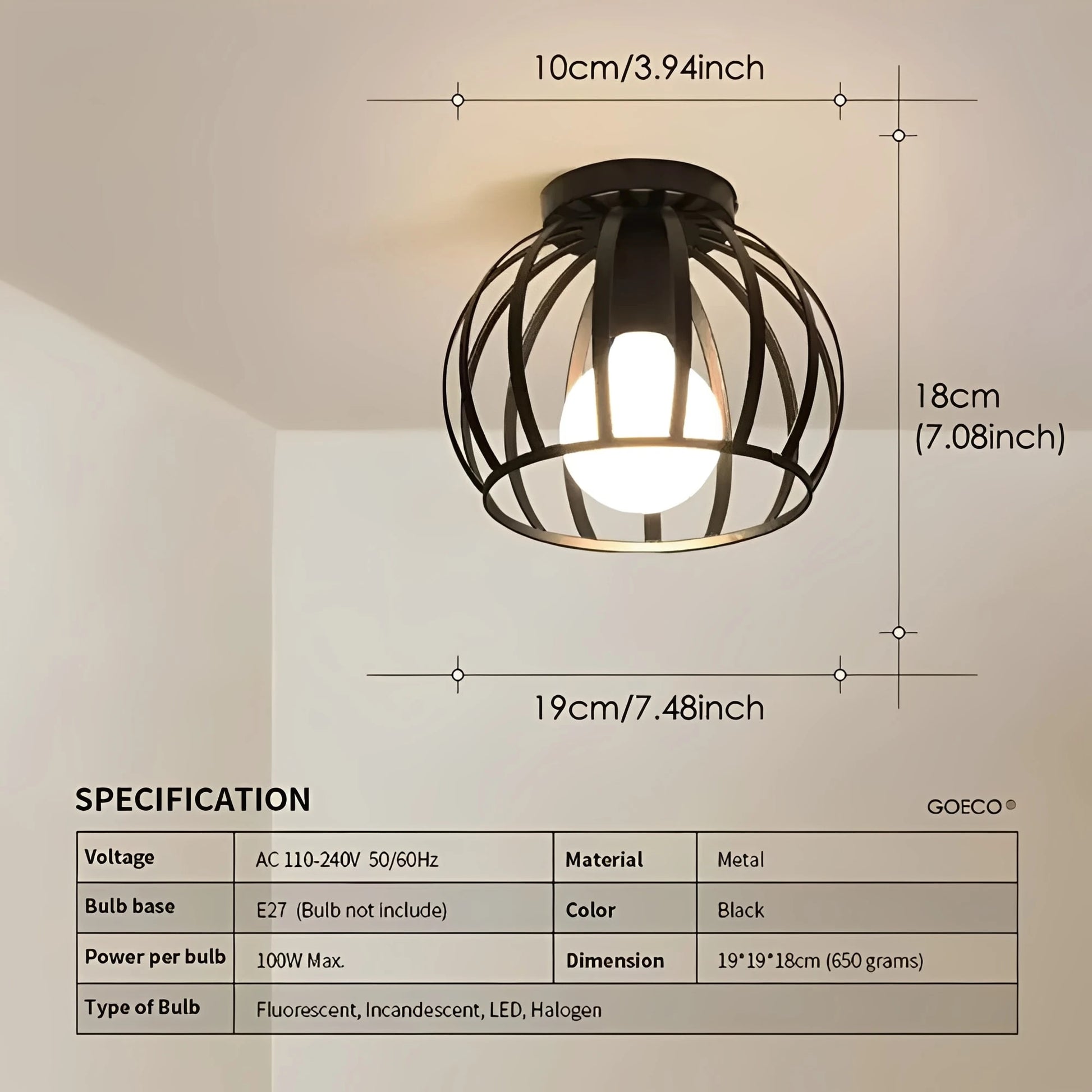 Luminara | Industrial Ceiling Light with Vintage Metal Design – Stylish Illumination for Modern Spaces 8