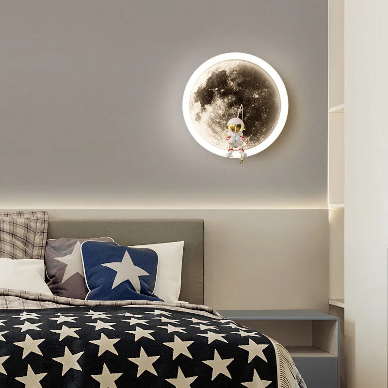 LunaGlow Astronaut LED Wall Lamp - Moon-Shaped Design with Soft Lighting for Calming Ambiance 3