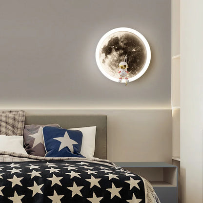 LunaGlow Astronaut LED Wall Lamp - Moon-Shaped Design with Soft Lighting for Calming Ambiance 3