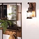 Rustic Charm | Black Lantern Wall Light with Natural Wood Accent – Vintage Style for Indoor and Outdoor Ambiance 1