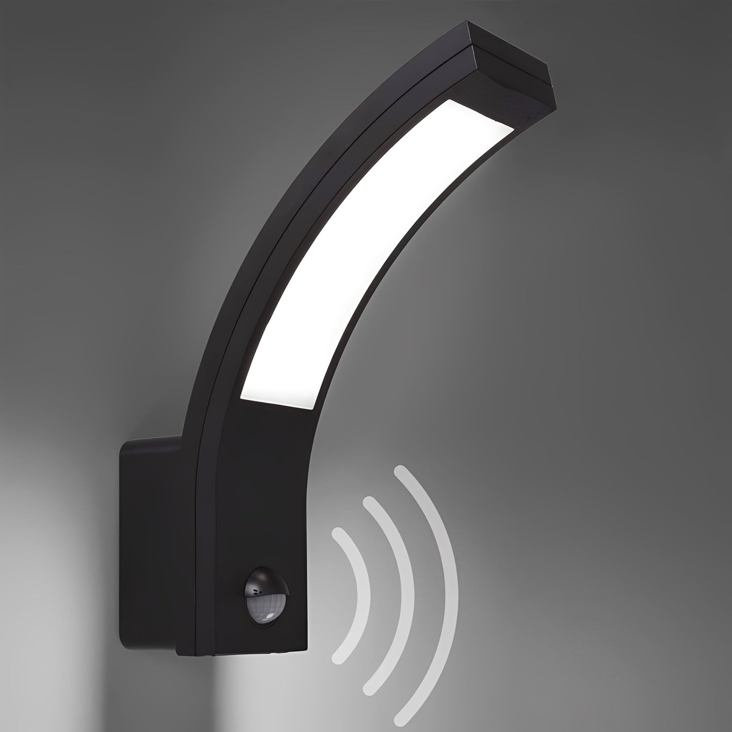 Lunox | Black Curved LED Wall Lamp with Motion Sensor – Modern Design for Outdoor Security 1