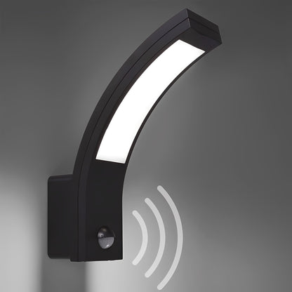 Lunox | Black Curved LED Wall Lamp with Motion Sensor – Modern Design for Outdoor Security 1