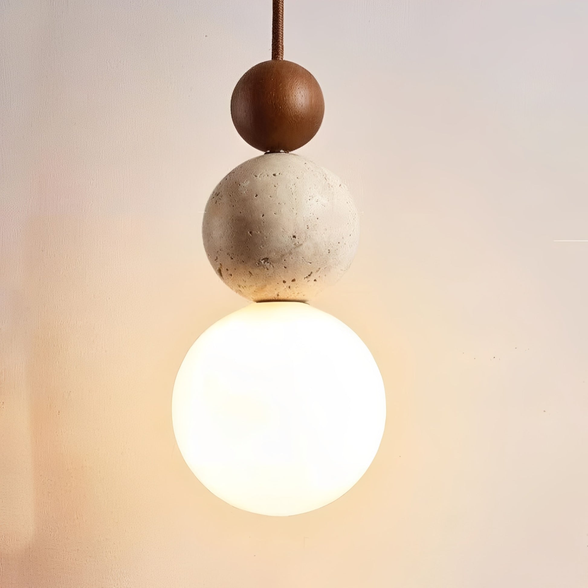 Marvenza | Pendant Light with Natural Travertine Stone – Elegant Design for Cozy Atmosphere 2