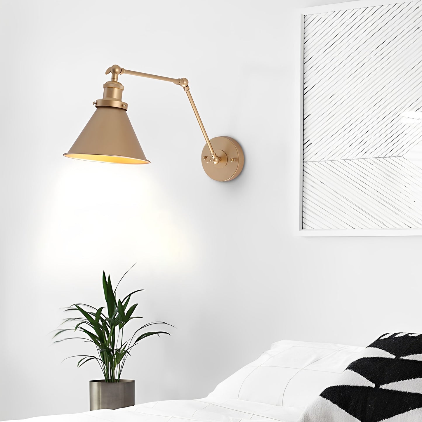 Midora | Adjustable Metal Wall Lamp with Brass Arm & Black Shade – Versatile Lighting for Modern Spaces 3