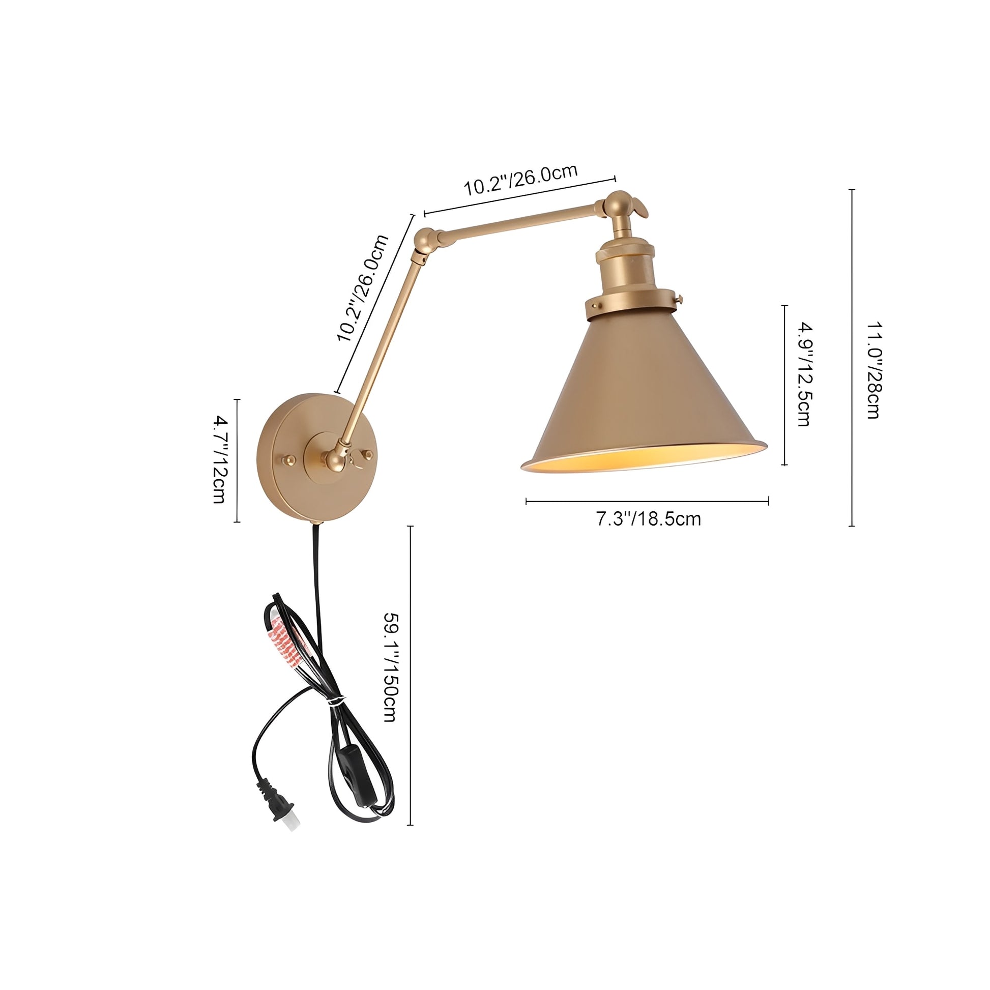 Midora | Adjustable Metal Wall Lamp with Brass Arm & Black Shade – Versatile Lighting for Modern Spaces 4