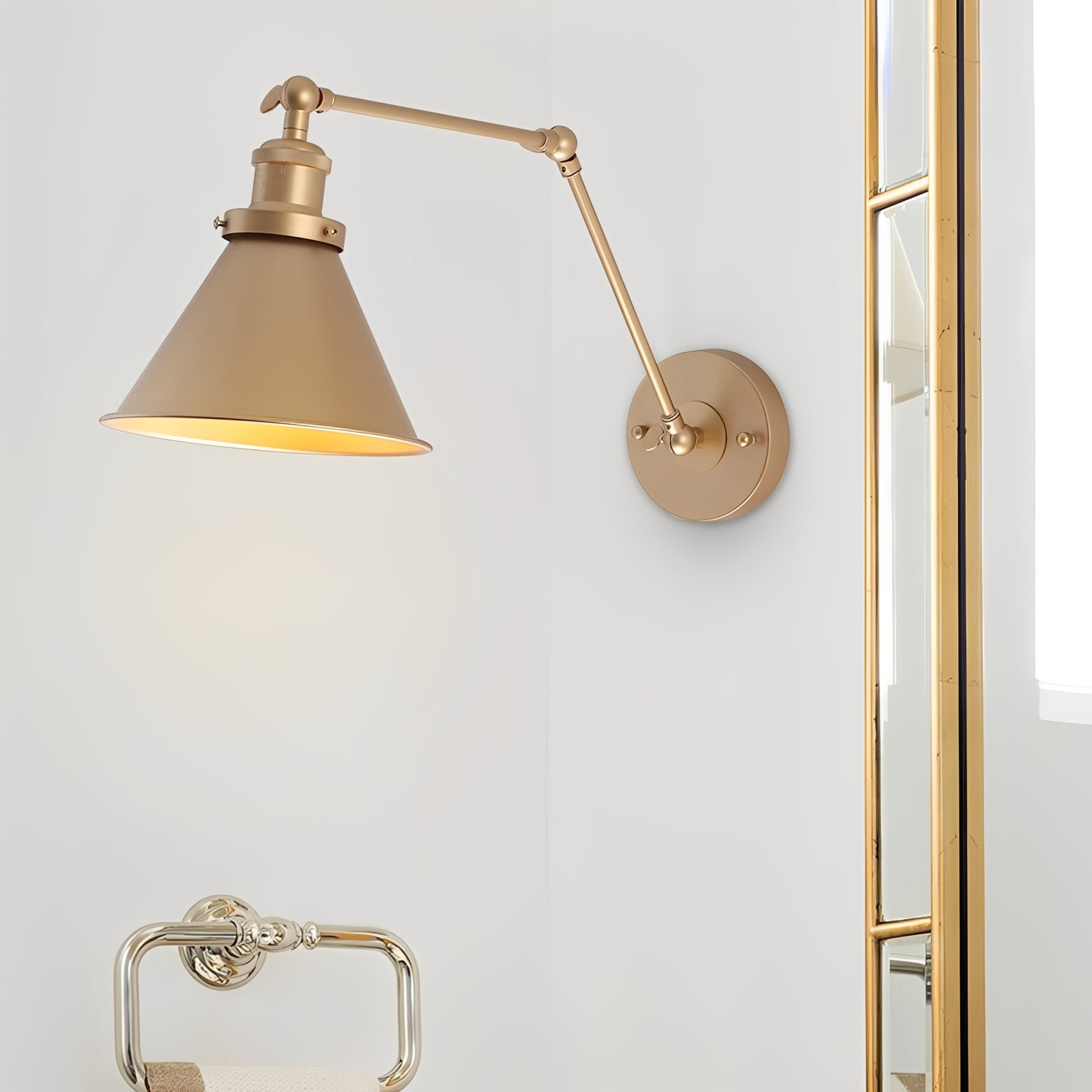 Midora | Adjustable Metal Wall Lamp with Brass Arm & Black Shade – Versatile Lighting for Modern Spaces 1