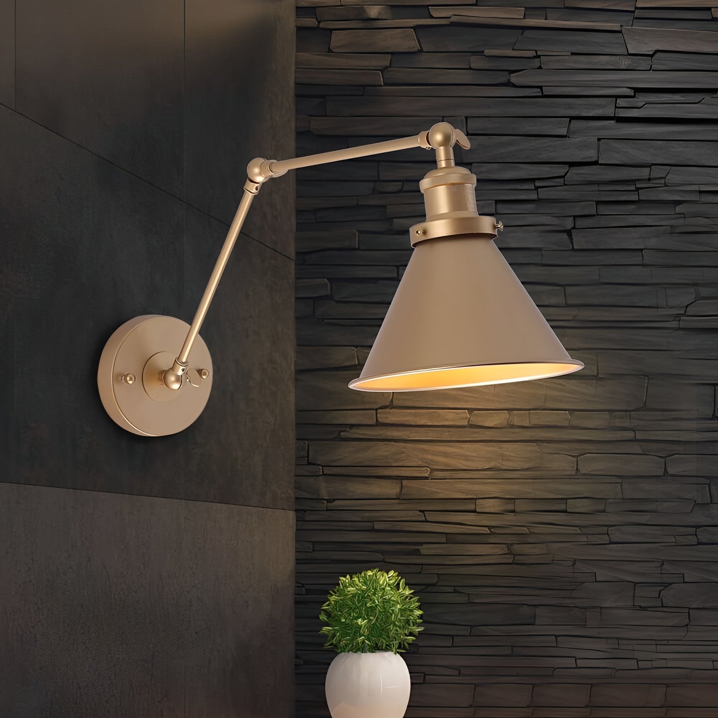 Midora | Adjustable Metal Wall Lamp with Brass Arm & Black Shade – Versatile Lighting for Modern Spaces 9