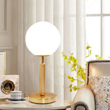 GlowSphere LED Glass Table Lamp - Elegant Brass Base with Soft Illumination 7
