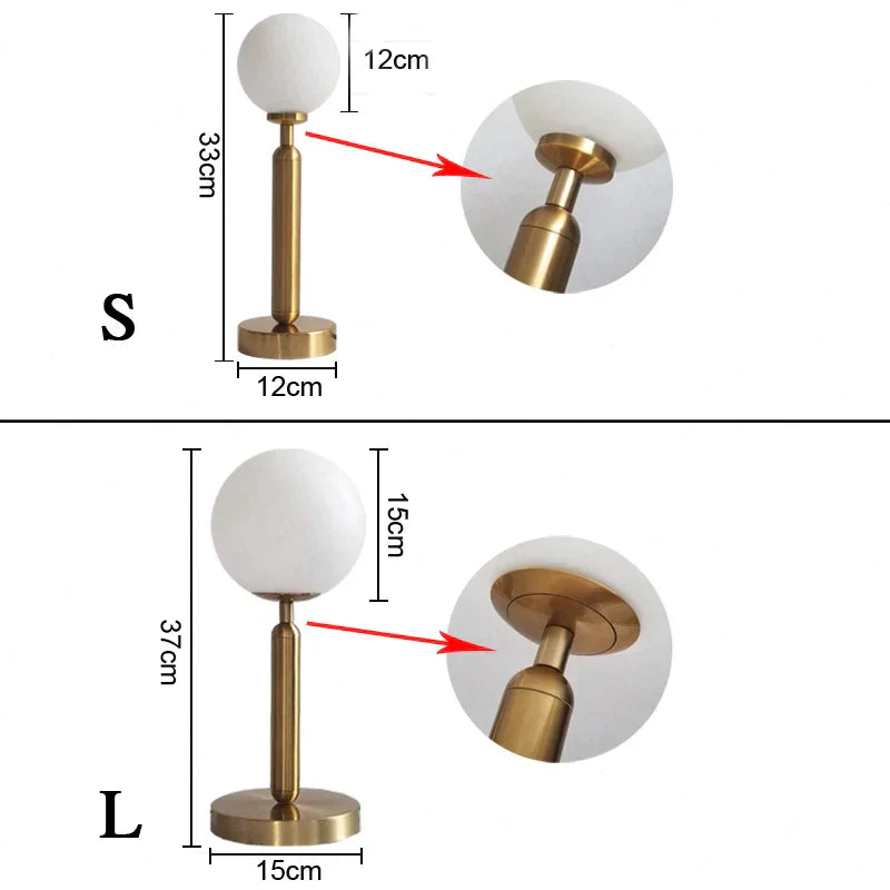 GlowSphere LED Glass Table Lamp - Elegant Brass Base with Soft Illumination 1