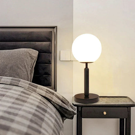 GlowSphere LED Glass Table Lamp - Elegant Brass Base with Soft Illumination 4