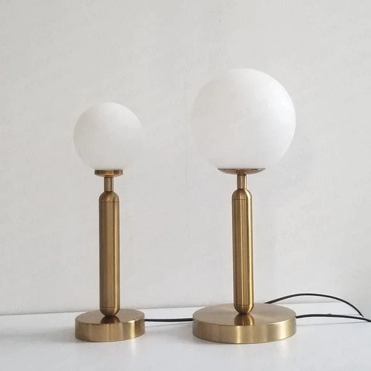 GlowSphere LED Glass Table Lamp - Elegant Brass Base with Soft Illumination 2