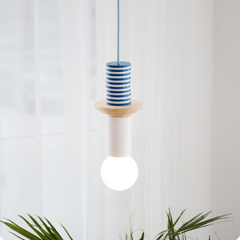 Vibrant Block Pendant Lamp - Colorful Wooden Design with Adjustable Cord for Modern Interiors 12