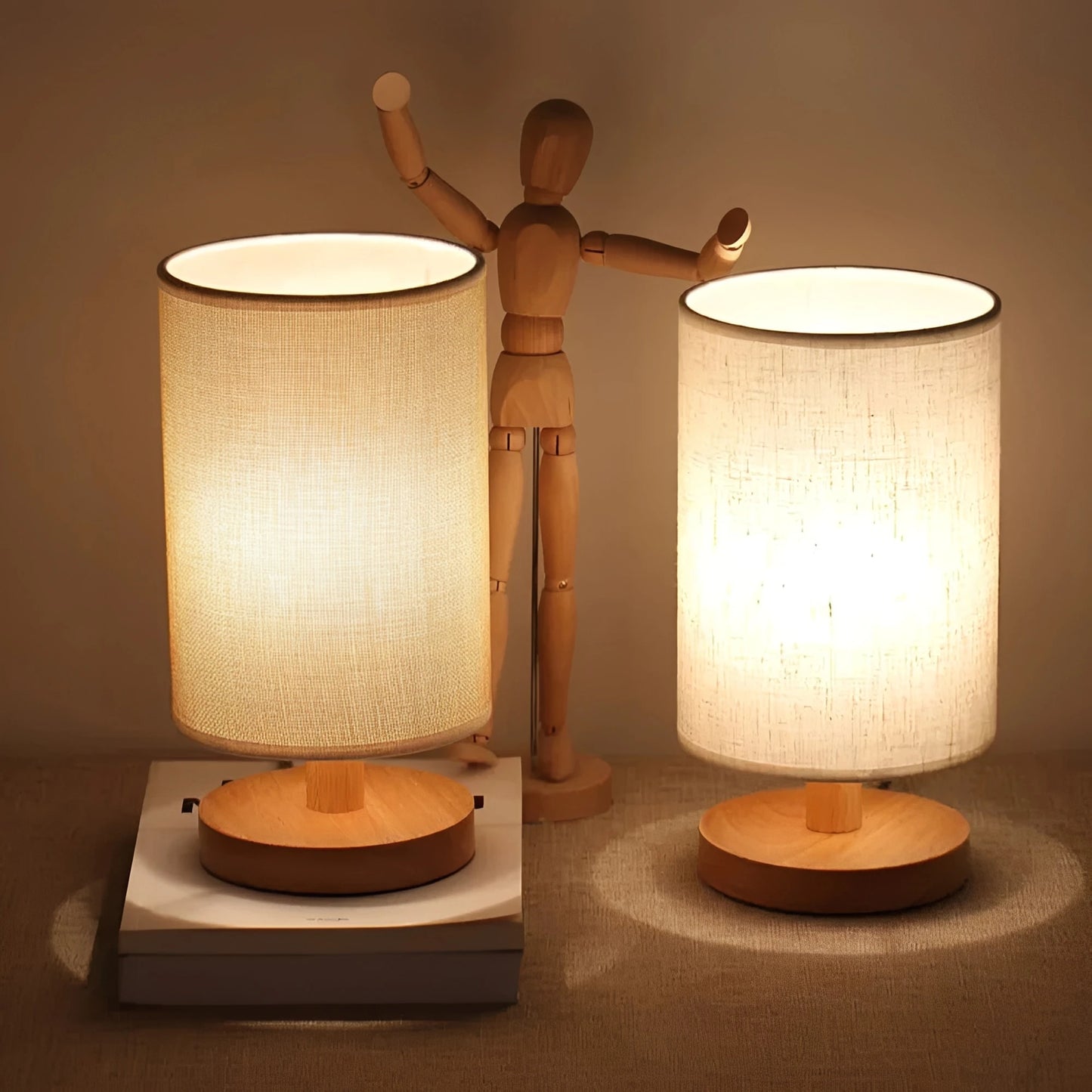 Organic Glow Lamp – Wooden Bedside Lamp with Dimmable Lighting – Remote Control for Cozy Ambiance 3